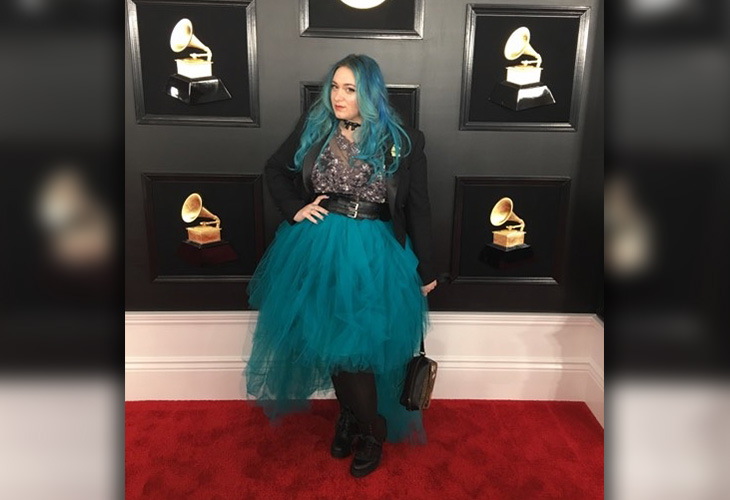 Annie Stoll '08 at the Grammy Awards red carpet in 2019