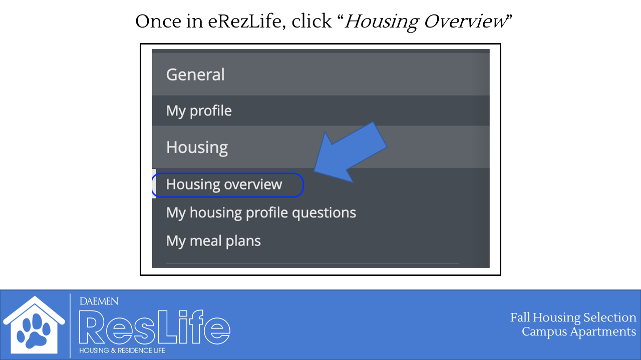 eRezLife Housing Overview Tab