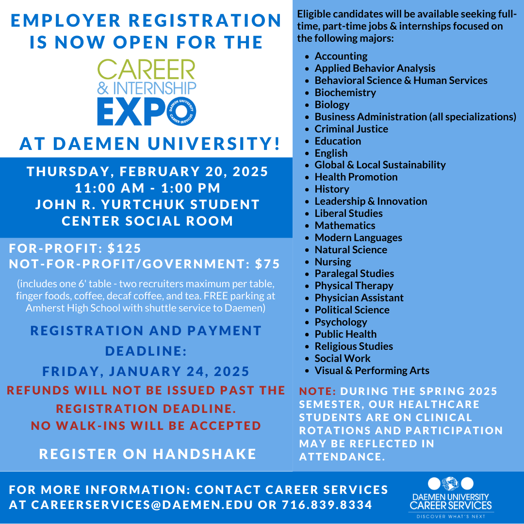 Career & Internship Expo Registration February 20, 2025