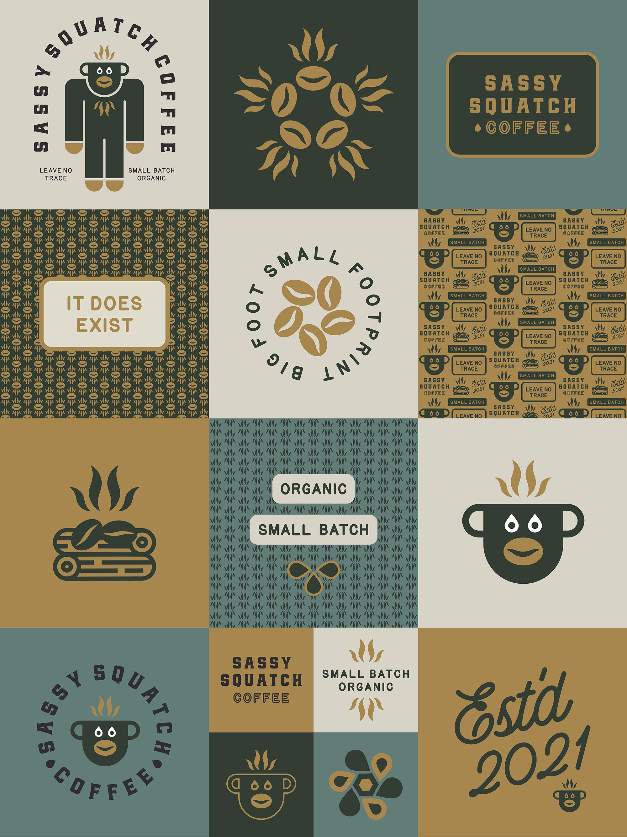 Sassy Squatch Coffee Brand Identity + Packaging