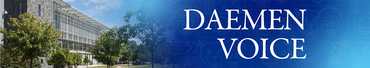 Daemen Voice banner; profile view of front of RIC