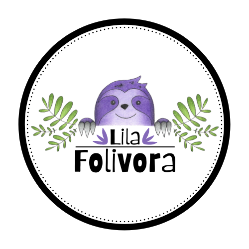 Lila Folivora Logo, purple sloth